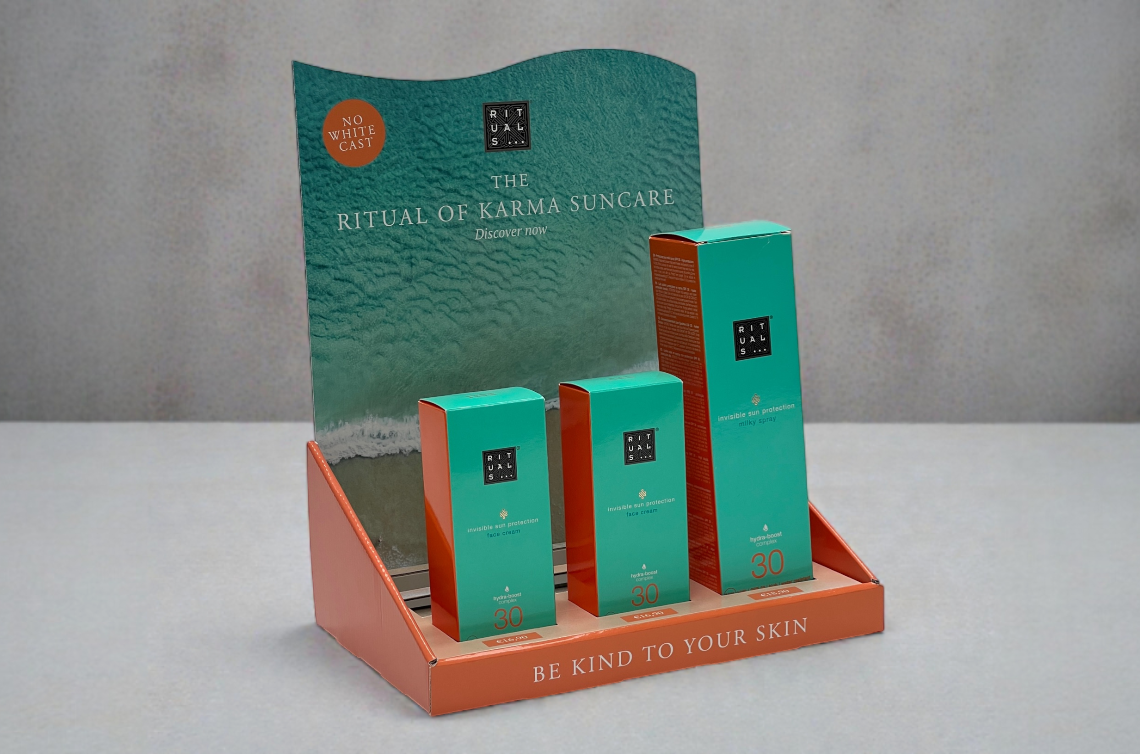 Retail display van massief karton voor cosmetica producten van rituals