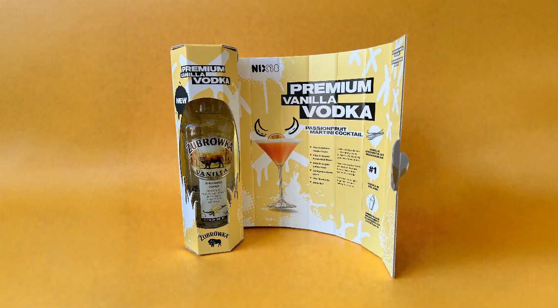 Bedrukte kartonnen drankverpakking met venster voor fles