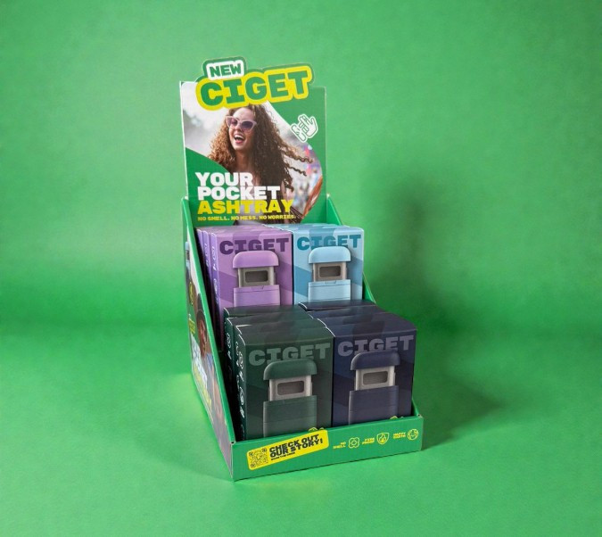 Toonbankdisplay voor verpakkingen van golfkarton met bedrukking