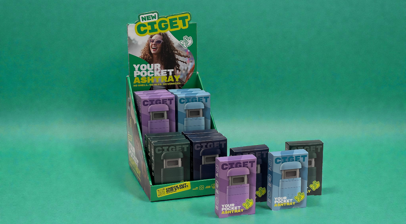 Golfkartonnen retail display voor presentatie asbakjes