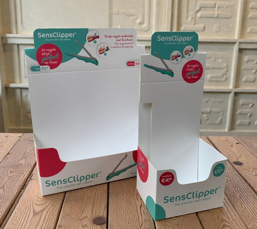 Display van vouwkarton voor de zichtbaarheid op de toonbank voor sensclipper