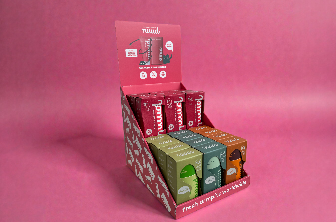 Kartonnen display voor winkel presentatie voor deodorant