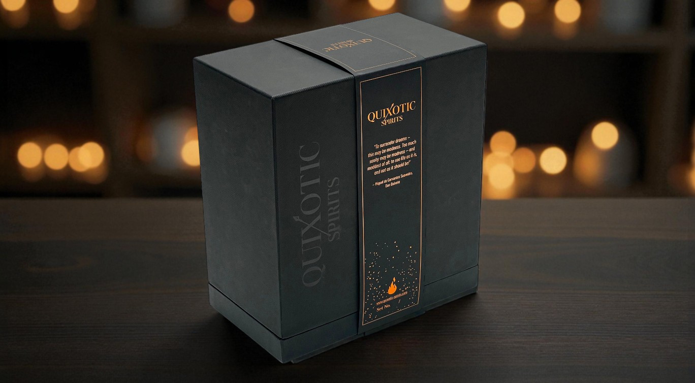 Luxe doos van massief karton voor premium drankverpakking met foliedruk