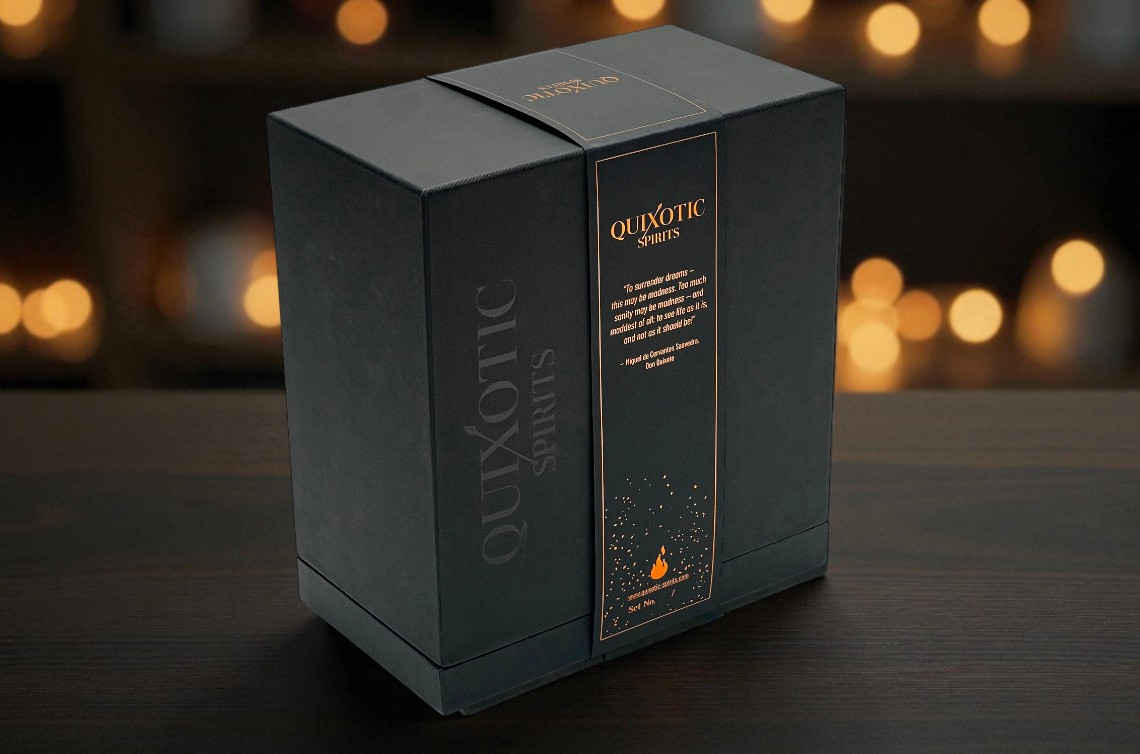 Luxe doos van massief karton voor premium drankverpakking met foliedruk