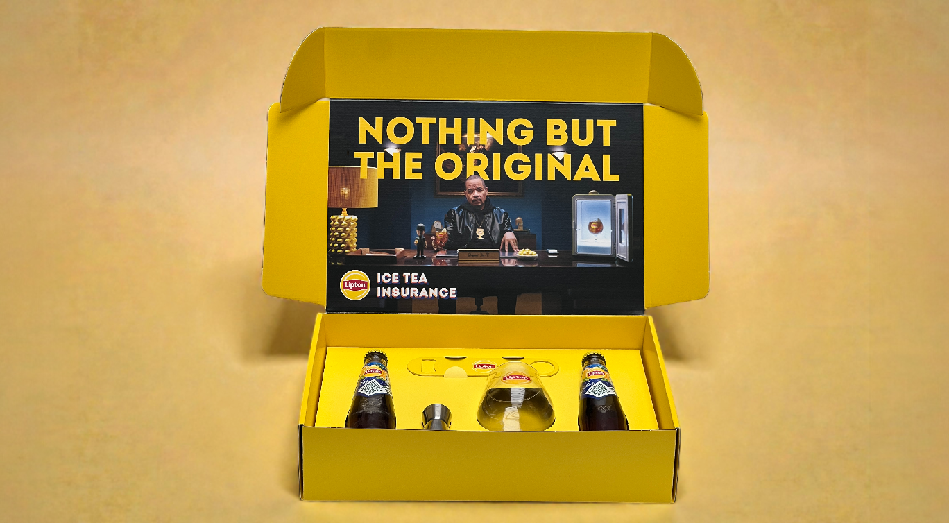 Pr doos met klepdeksel en een interieur voor lipton ice