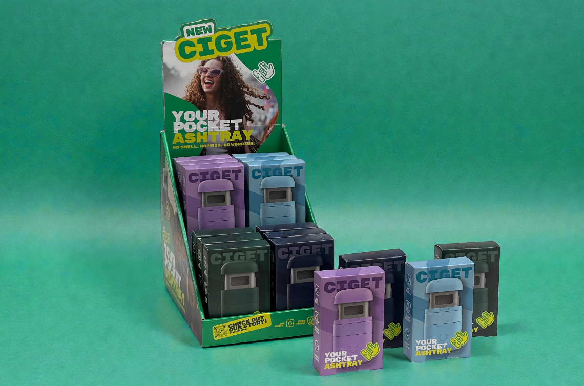 Golfkartonnen retail display voor presentatie asbakjes