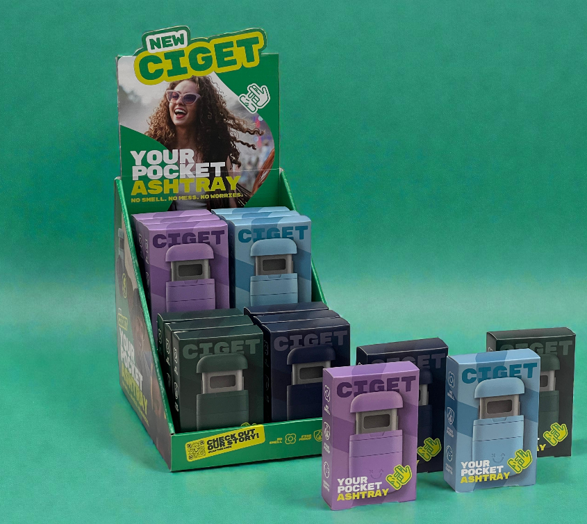 Golfkartonnen retail display voor presentatie asbakjes