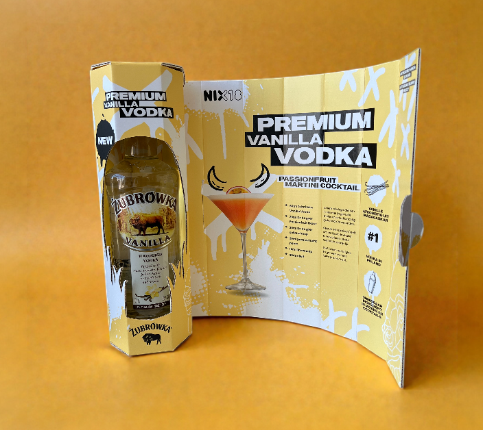 Bedrukte kartonnen drankverpakking met venster voor fles