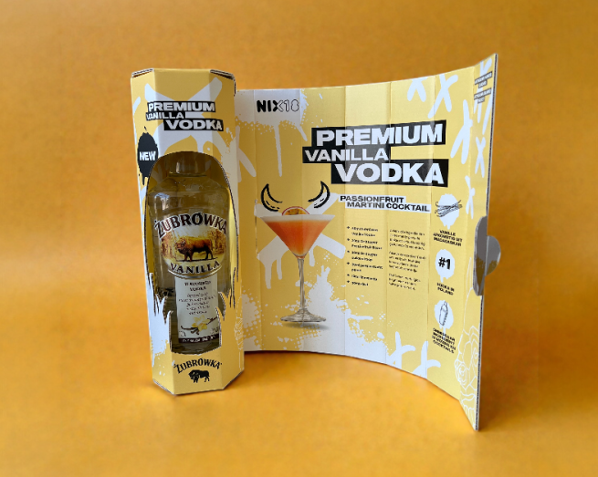 Bedrukte kartonnen drankverpakking met venster voor fles