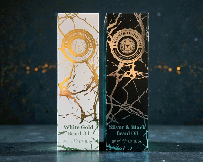 Bedrukt vouwkartonnen doosje met goud foliedruk voor baardolie cosmetica verpakking